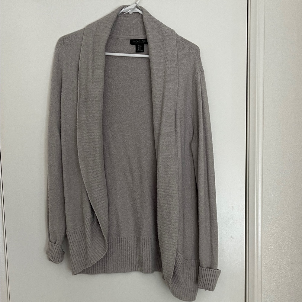Rachel Zoe Cozy Open-Front Shawl Cardigan Sweater - Gray